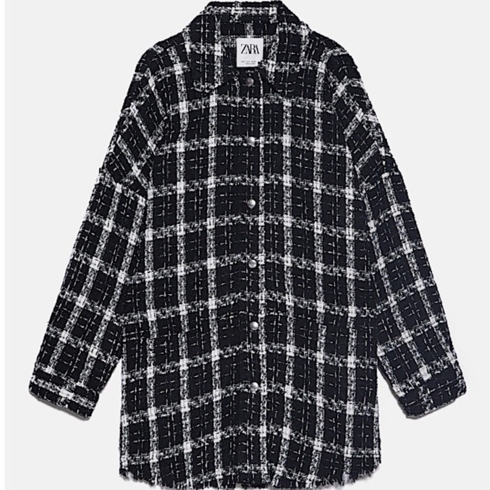 Zara oversized knit button down oversized flannel - Picture 2 of 6
